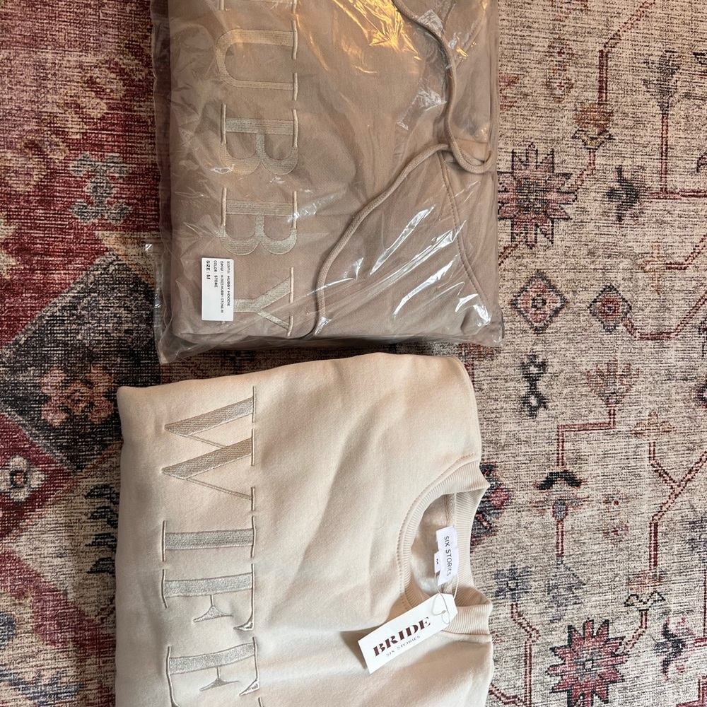 NWT Six Stories Wifey & Hubby sweatshirts